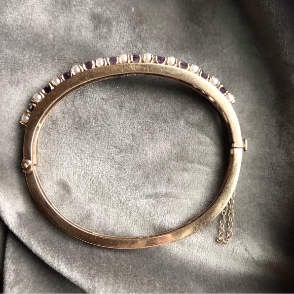 Vintage 14k pearl and amethyst bracelet - Picture 9 of 9